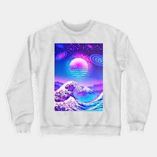 Great Wave off Kanagawa Synthwave GALAXY Crewneck Sweatshirt